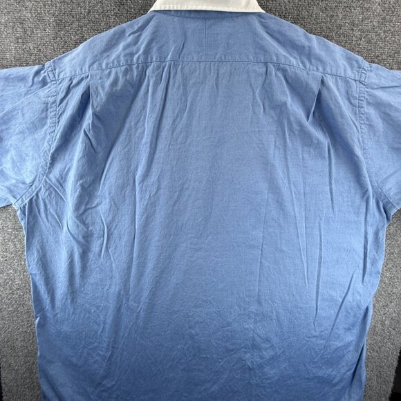 Gitman Bros Contrast Collar Cotton 18 36 Blue Men Shirt Solid Long Sleeve Pocket - Picture 13 of 13